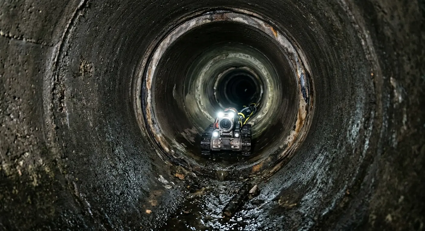 Robotic sewer camera inspecting pipe interior for Drain Snake Service in Hanahan